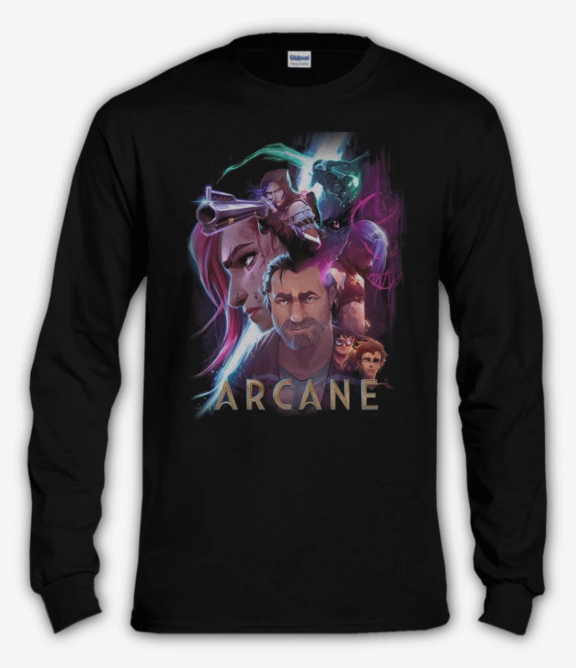 Polera manga larga Negro de Arcane Lol