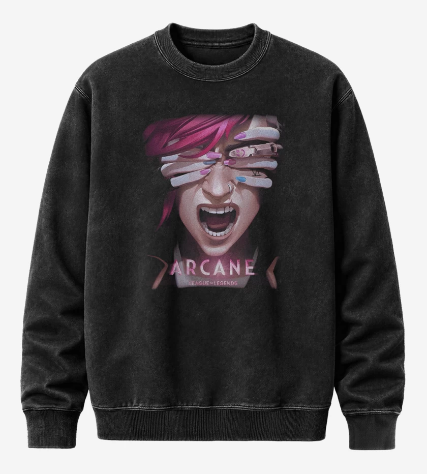 Poleron Polo Acid Wash Negro de Arcane VI