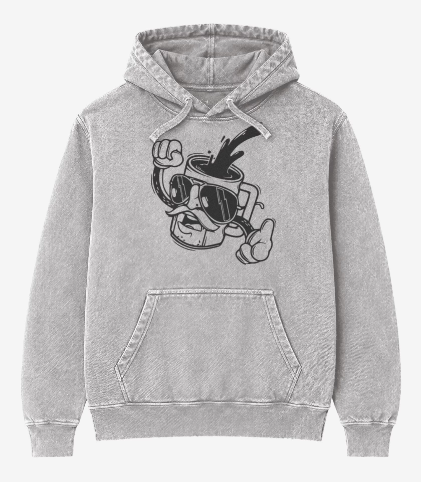 Poleron Canguro Acid Wash Gris Melange de Cafecito