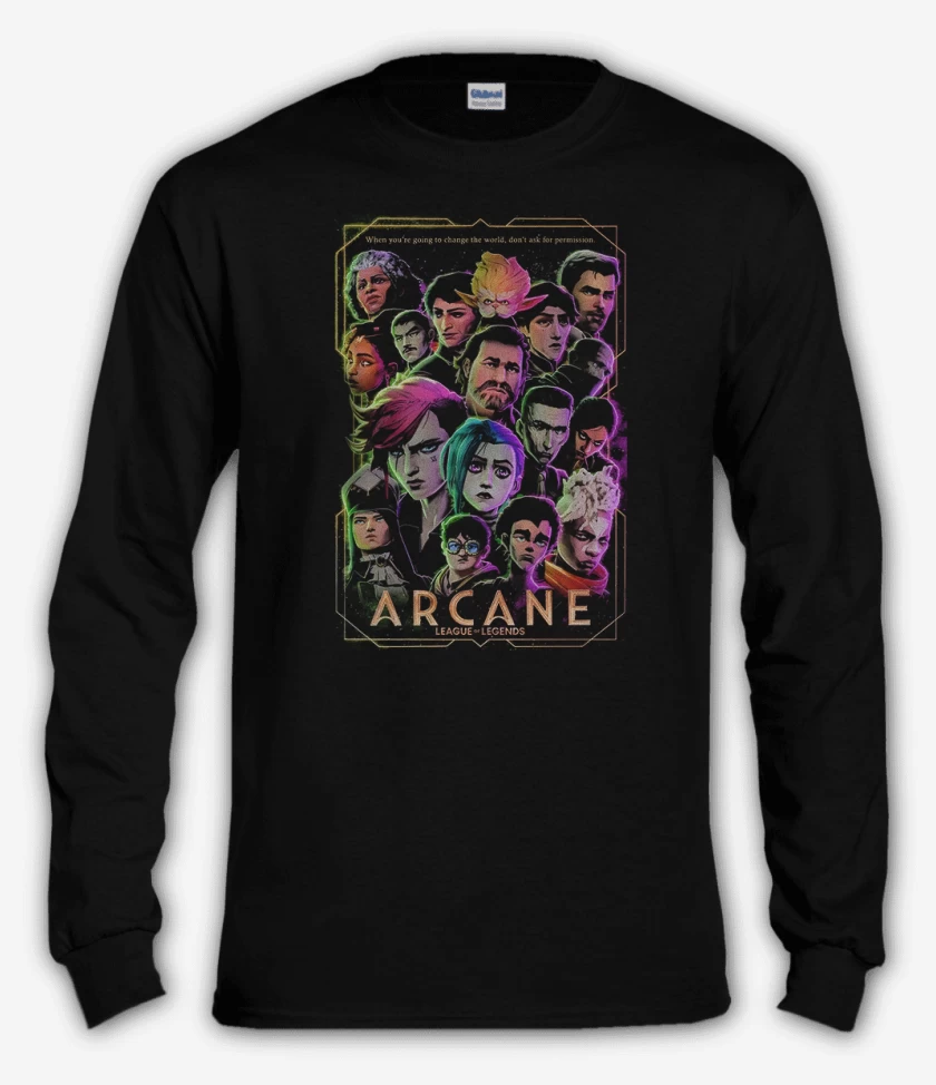 Polera manga larga Negro de Arcane serie