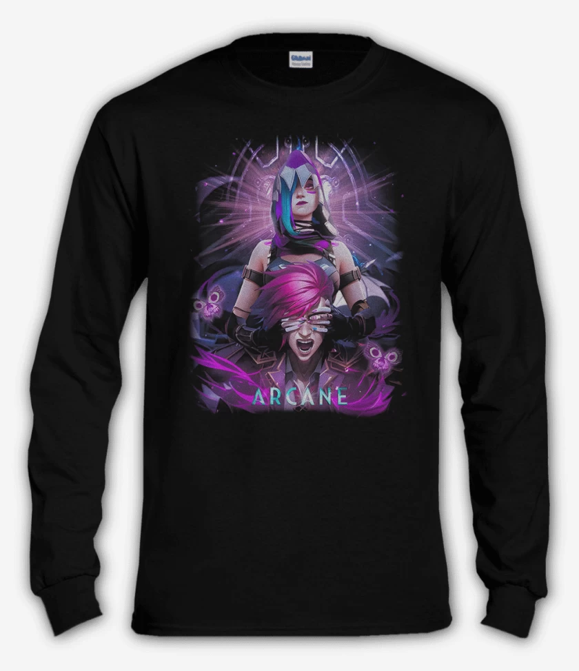 Polera manga larga Negro de Jinx and VI