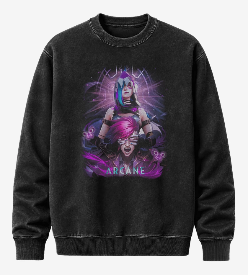 Poleron Polo Acid Wash Negro de Jinx and VI