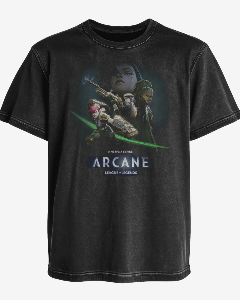 Polera desgastada League of Legends Arcane