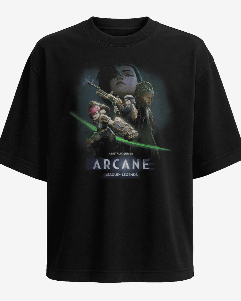 Polera Oversize Negro de League of Legends Arcane