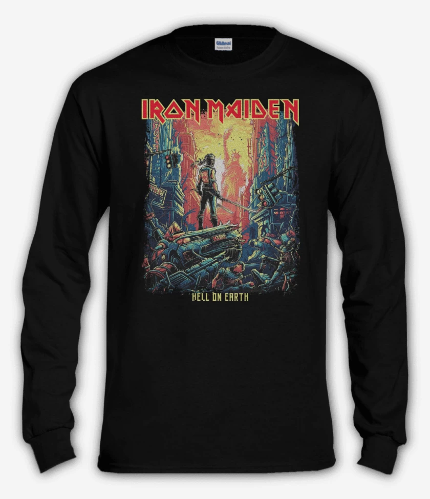Polera manga larga Negro de Iron Maiden Hell on Earth