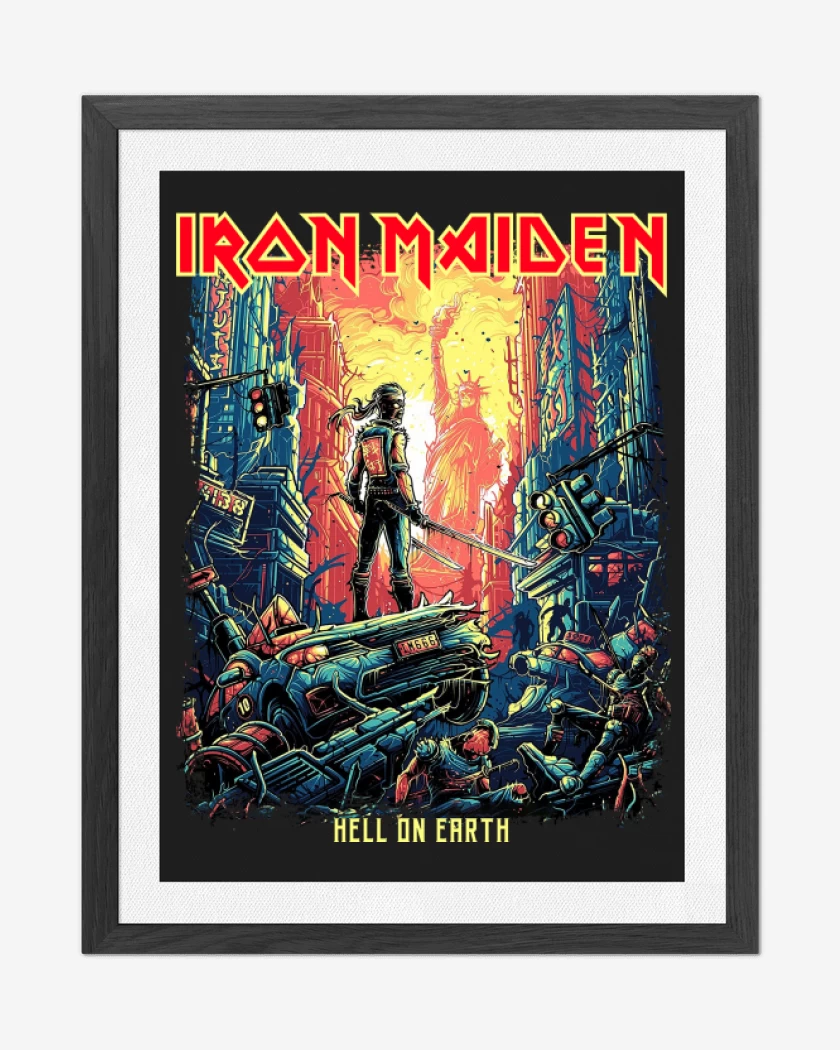 Cuadro decorativo Negro de Iron Maiden Hell on Earth