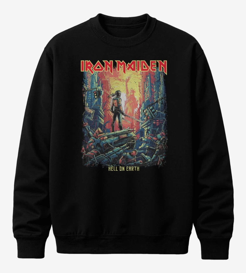 Poleron polo Negro de Iron Maiden Hell on Earth