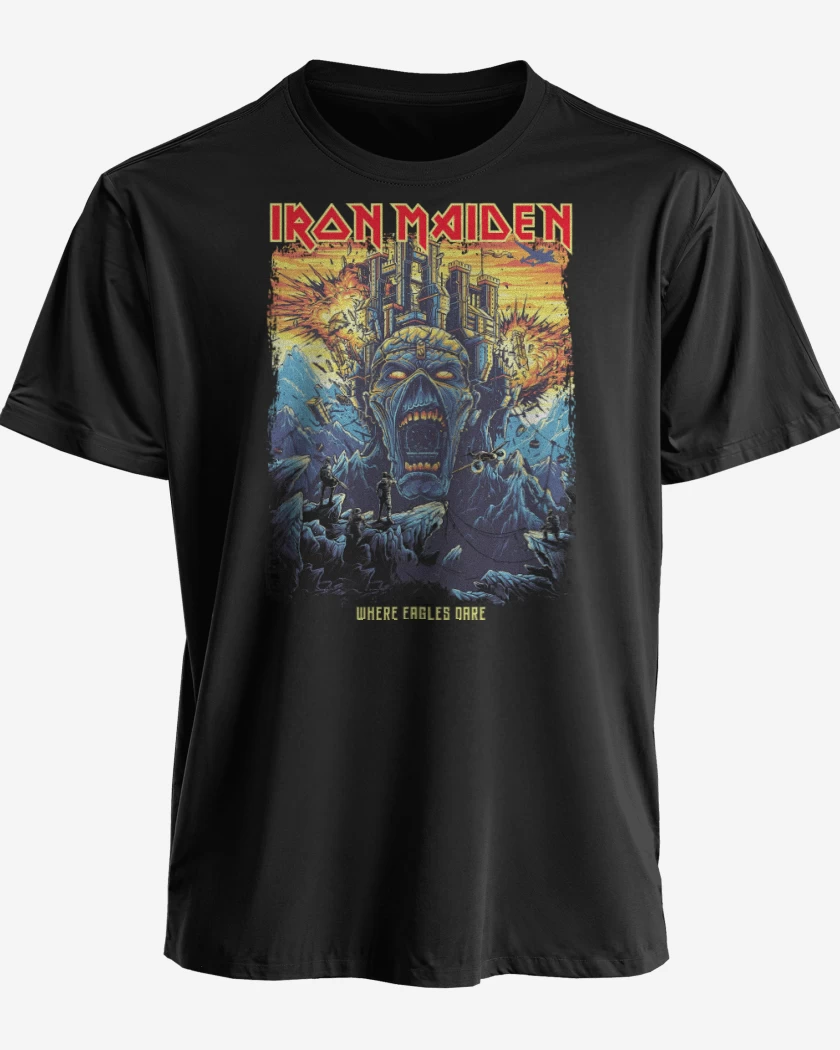 Polera premium Negro de Iron Maiden Where Eagles Dare 