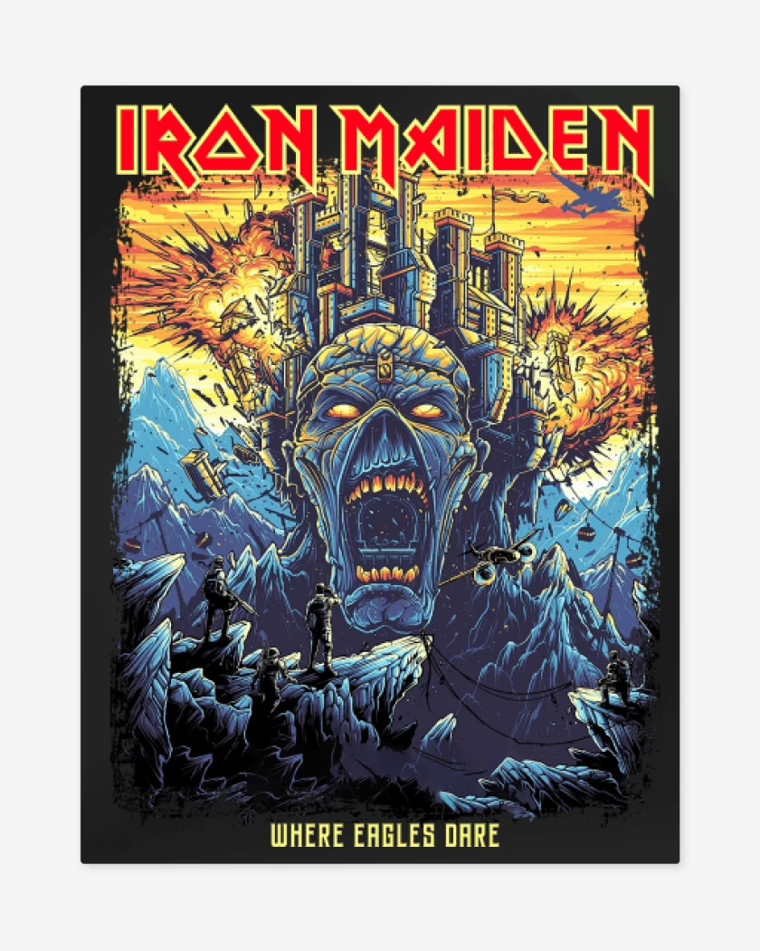 Print metalico Negro de Iron Maiden Where Eagles Dare 