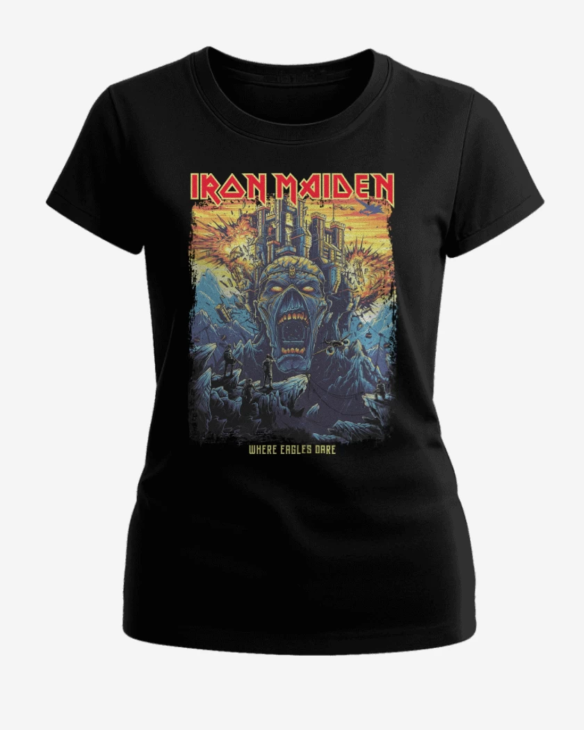 Polera de Mujer Negro de Iron Maiden Where Eagles Dare 