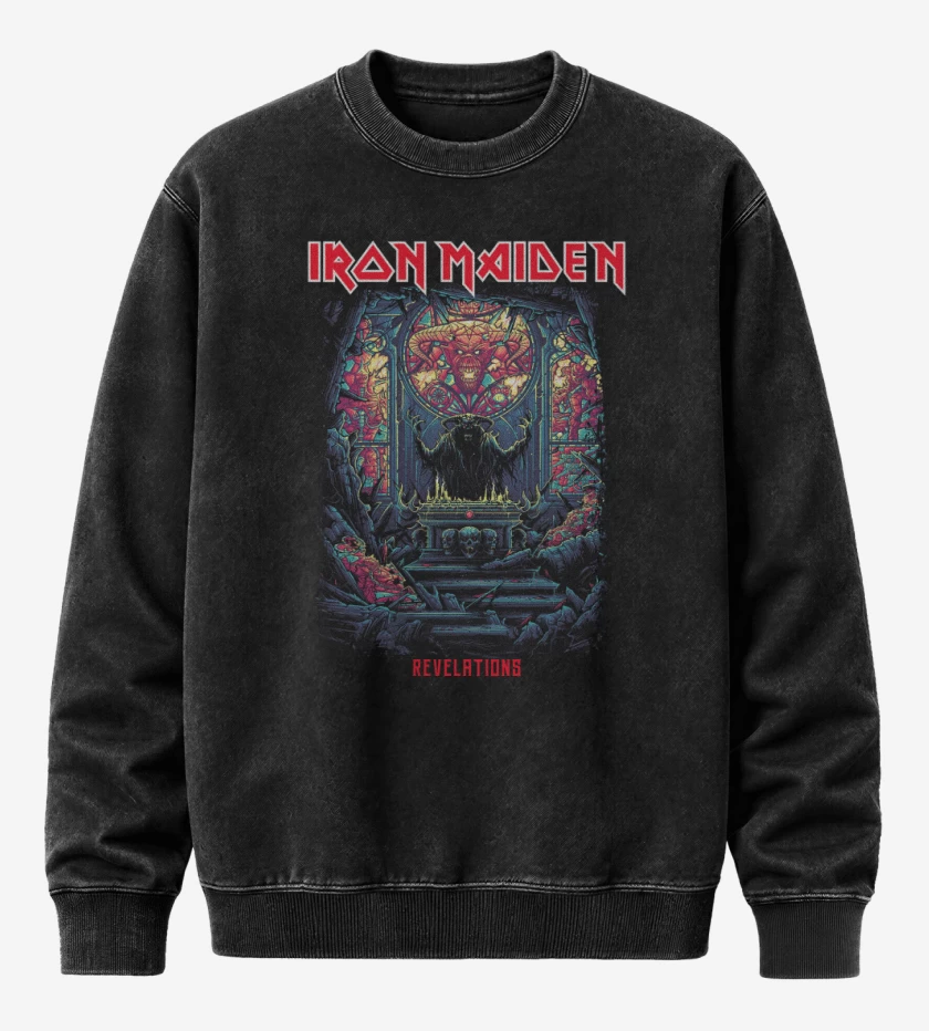 Poleron Polo Acid Wash Negro de Iron Maiden Revelations