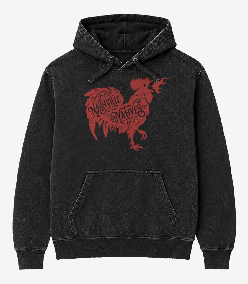 Poleron Canguro Acid Wash Negro de Nashville