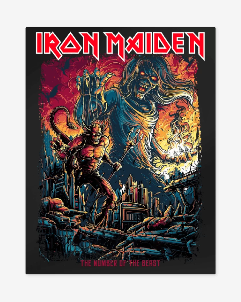 Print metalico Negro de Iron Maiden The Number
