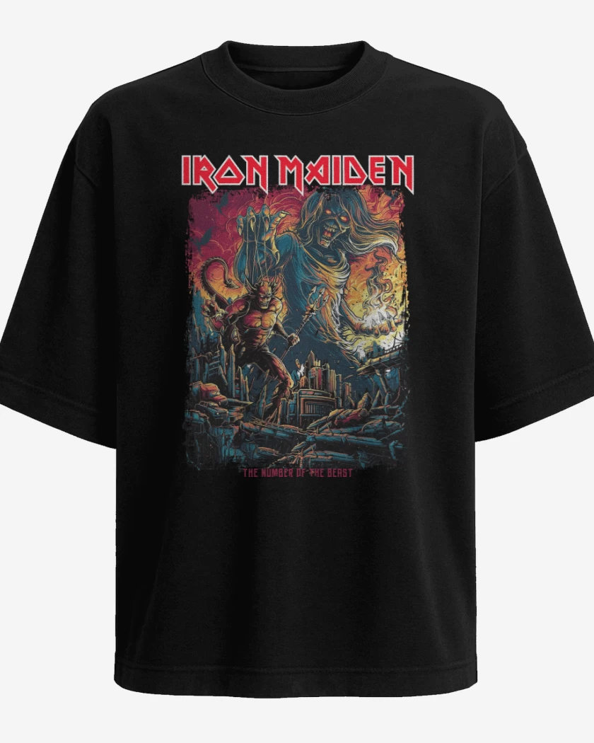 Polera Oversize Negro de Iron Maiden The Number
