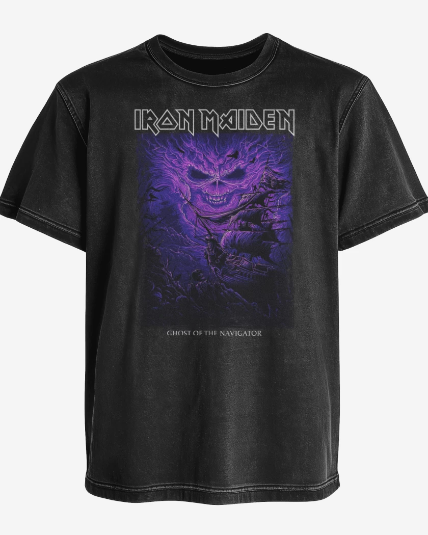 Polera desgastada Negro de Iron Maiden Ghost of the Navigator