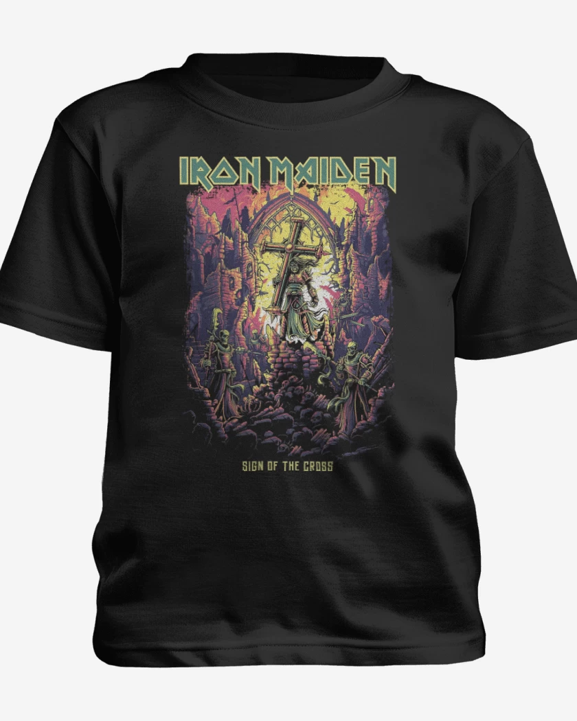 Polera de niño Negro de Iron Maiden Sign of the Cross