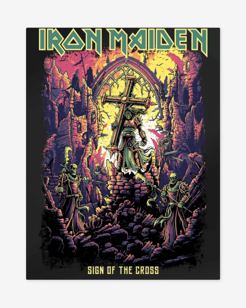 Print metalico Negro de Iron Maiden Sign of the Cross
