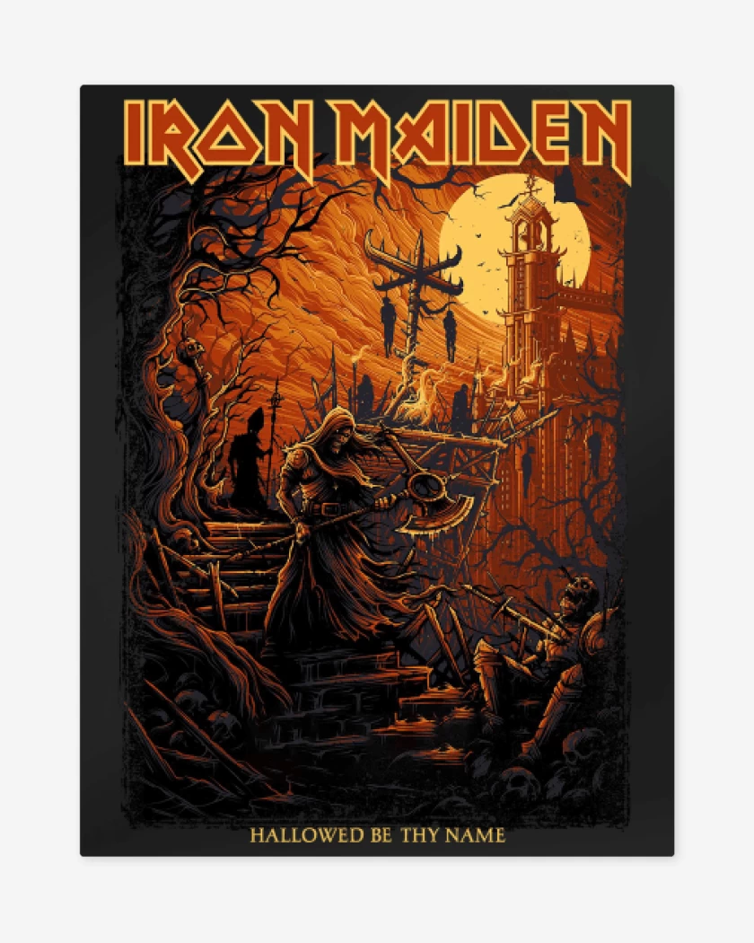 Print metalico Negro de Iron Maiden Hallowed be