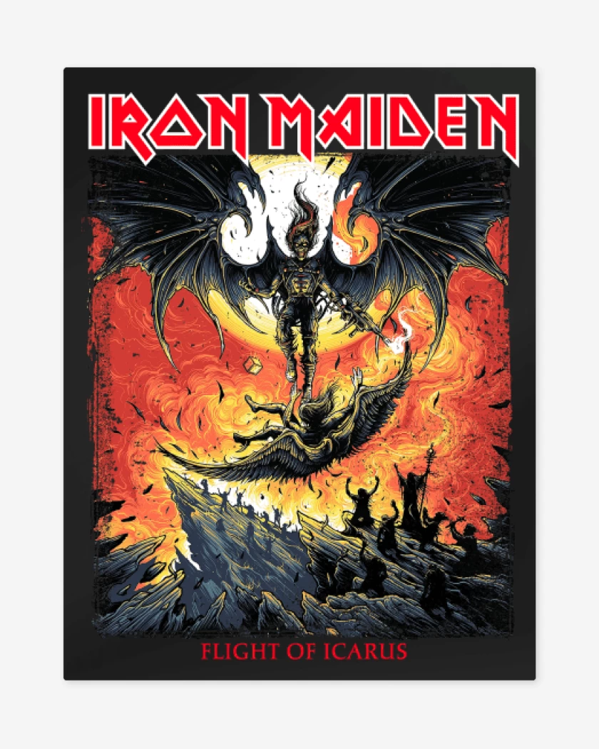 Print metalico Negro de Iron Maiden Icarus