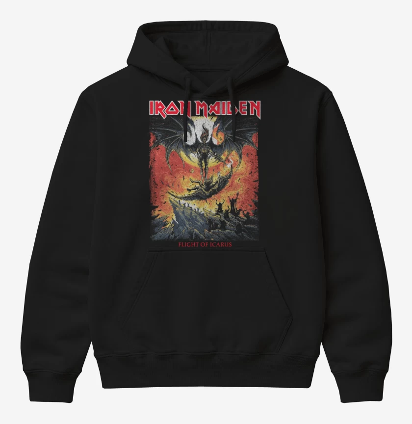 Poleron Canguro básico Negro de Iron Maiden Icarus