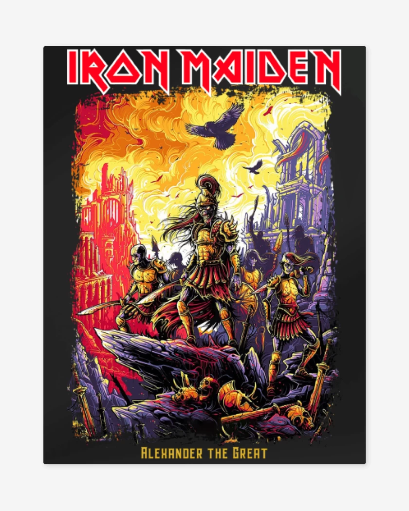 Print metalico Negro de Iron Maiden Alexander the Great