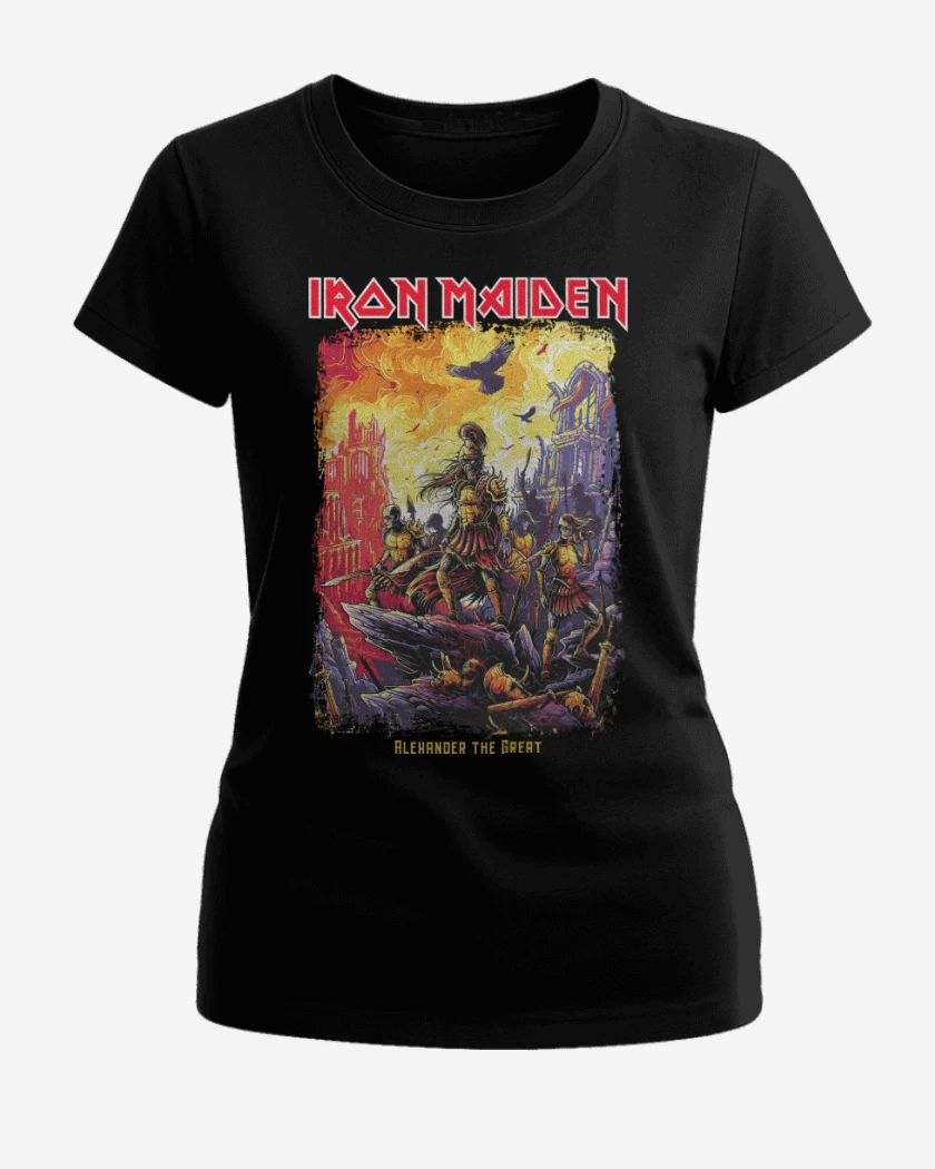 Polera de Mujer Negro de Iron Maiden Alexander the Great