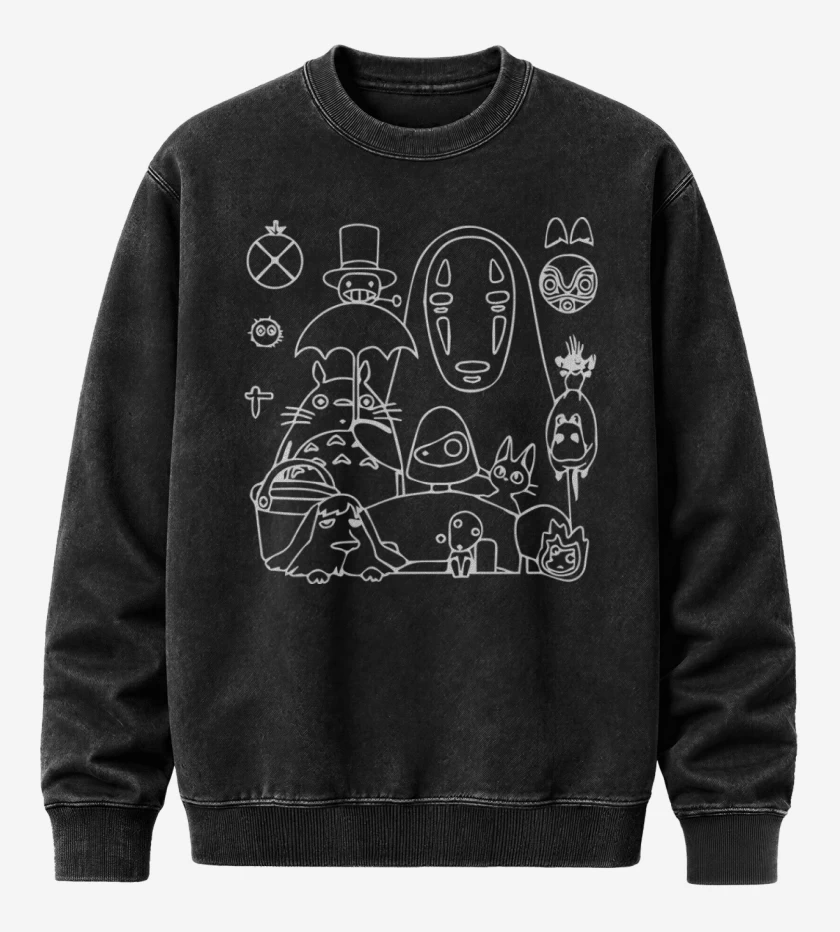 Poleron Polo Acid Wash Negro de Mix totoro