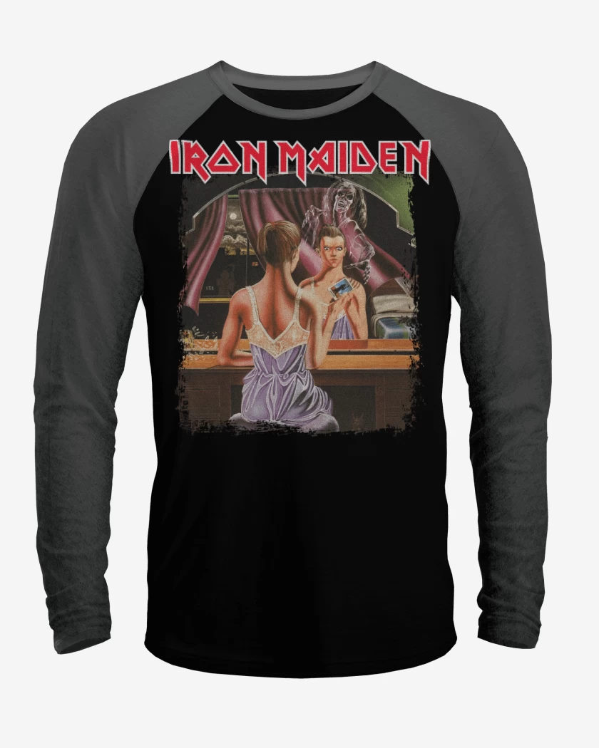 Polera Raglan Negro / Negro Heather de Iron Maiden Twilight Zone