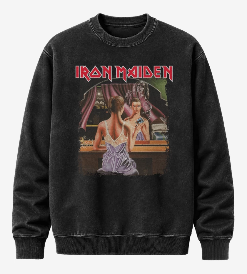 Poleron Polo Acid Wash Negro de Iron Maiden Twilight Zone