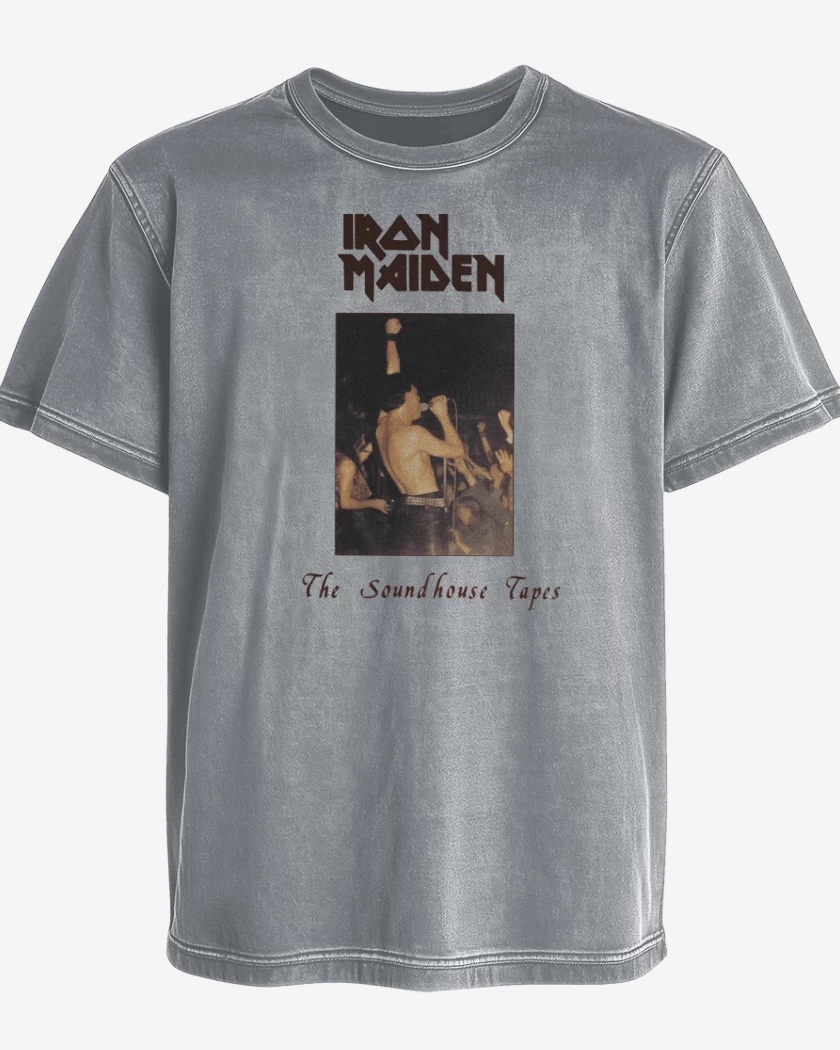 Polera desgastada Gris Melange de Iron Maiden The Soundhouse Tape