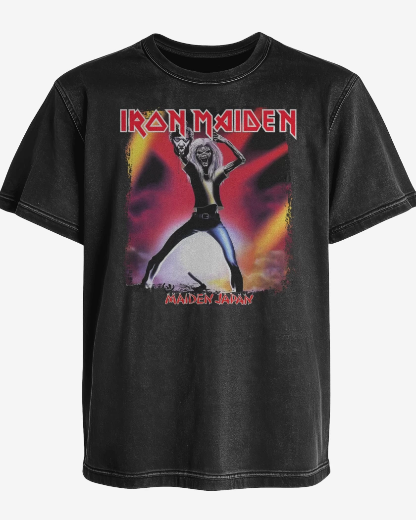 Polera desgastada Negro de Iron Maiden Maiden Japan v2