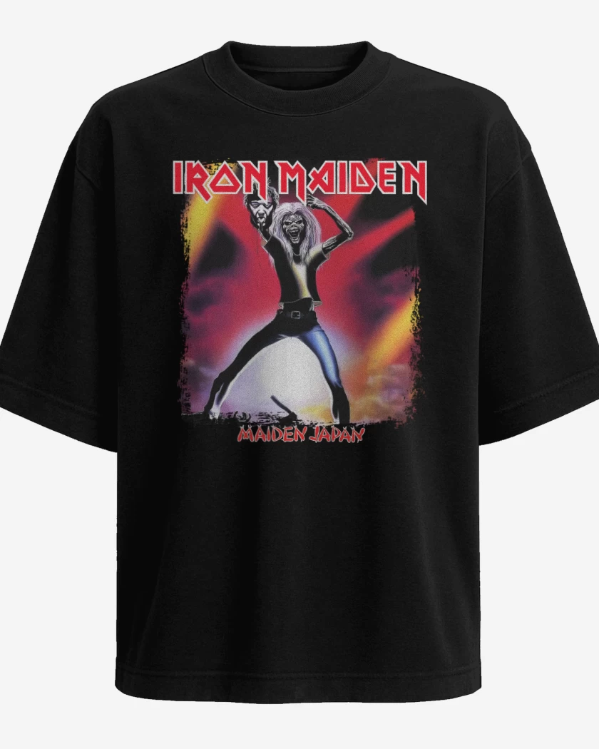 Polera Oversize Negro de Iron Maiden Maiden Japan v2