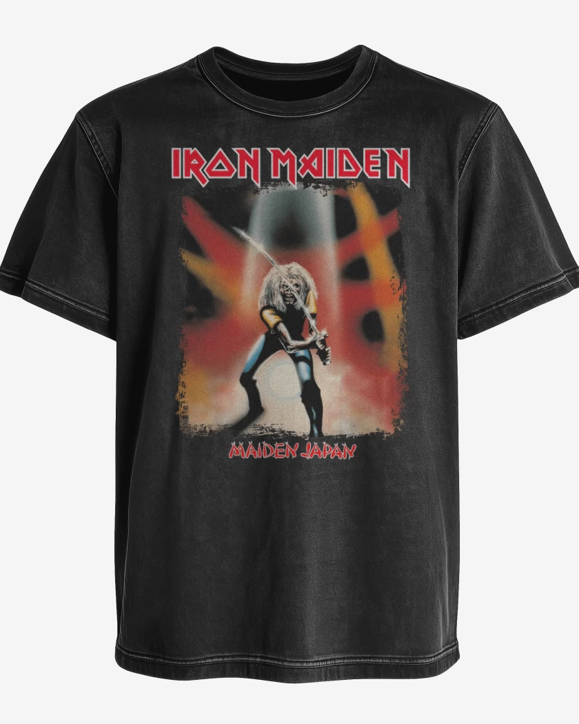 Polera desgastada Negro de Iron Maiden Maiden Japan