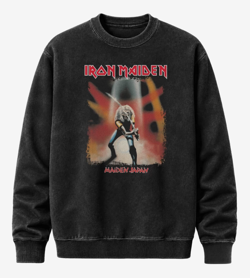 Poleron Polo Acid Wash Negro de Iron Maiden Maiden Japan