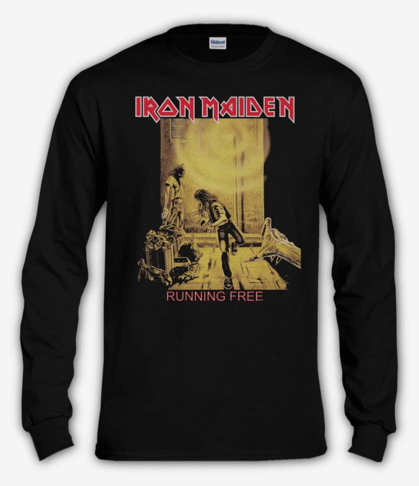 Polera manga larga Negro de Iron Maiden Running Free