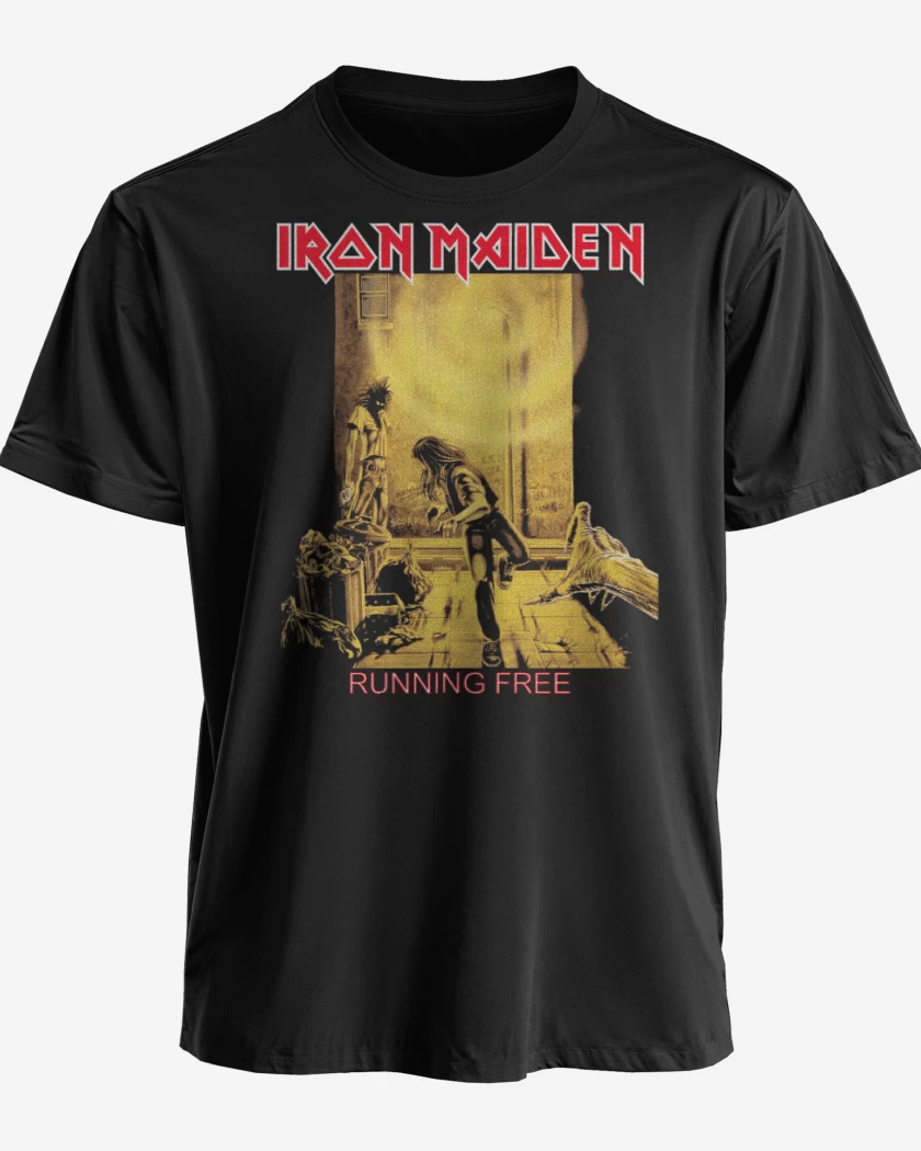 Polera premium Negro de Iron Maiden Running Free