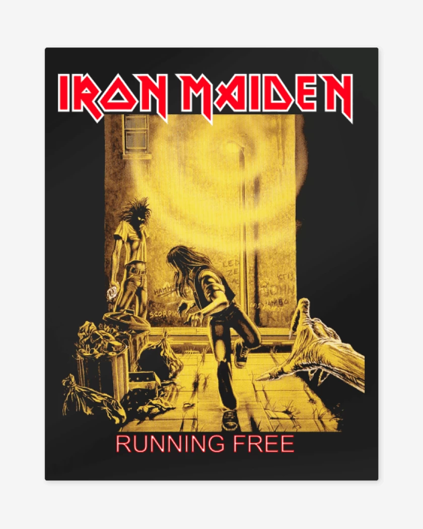 Print metalico Negro de Iron Maiden Running Free