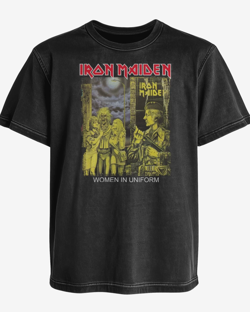 Polera desgastada Negro de Iron Maiden Women in Uniform