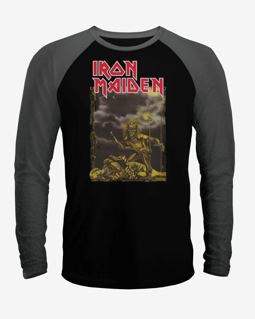 Polera Raglan Negro / Negro Heather de Iron Maiden Sanctuary
