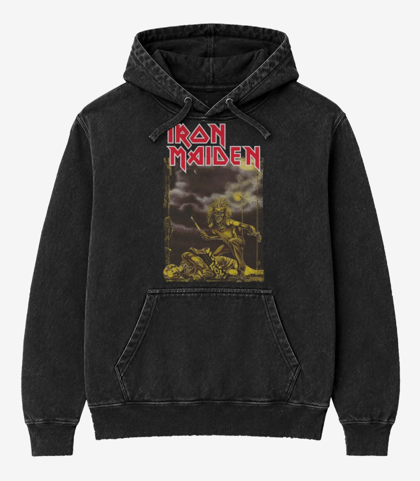 Poleron Canguro Acid Wash Negro de Iron Maiden Sanctuary