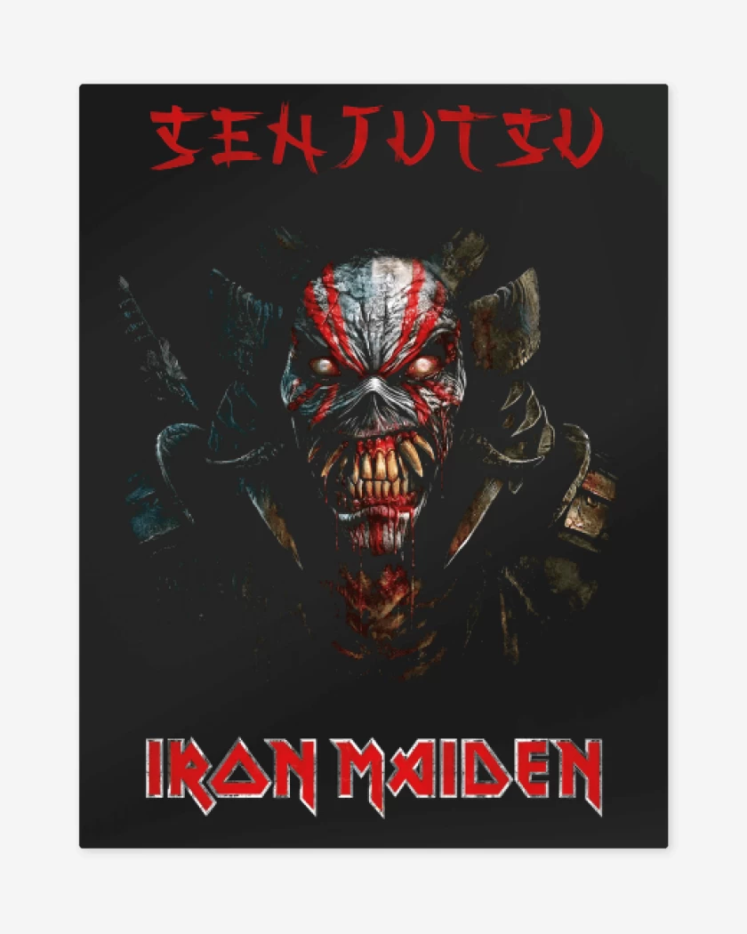 Print metalico Negro de Iron Maiden Senjutsu Eddie