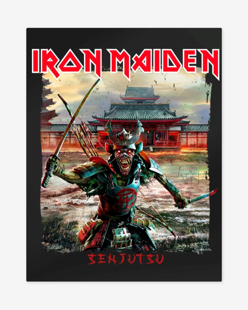 Print metalico Negro de Iron Maiden Senjutsu Samurai