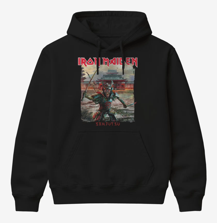 Poleron Canguro básico Negro de Iron Maiden Senjutsu Samurai