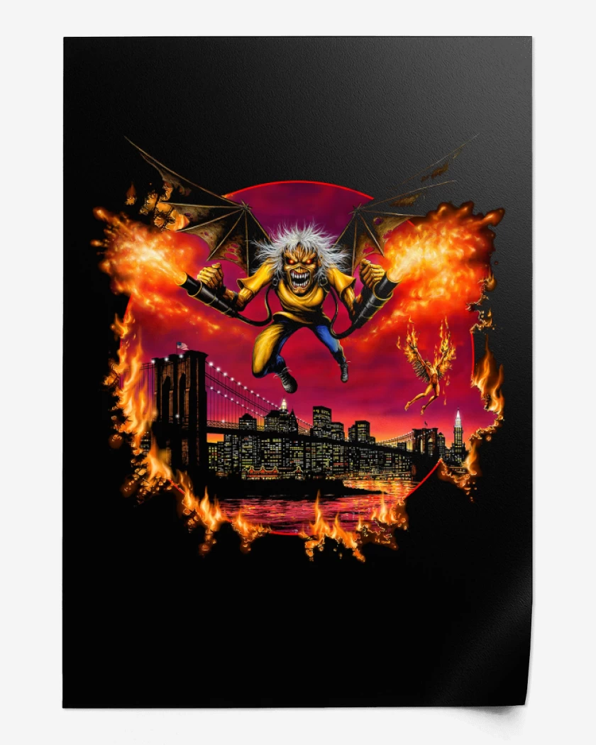Print Negro de Iron Maiden Eddie Icarus