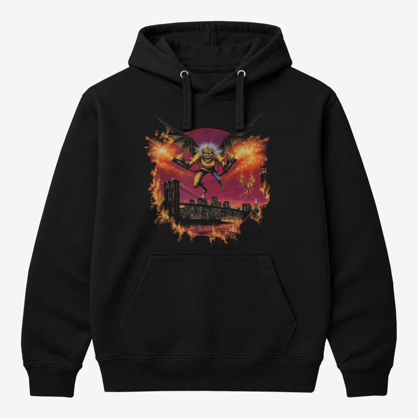 Polerón Canguro Negro de Iron Maiden Eddie Icarus