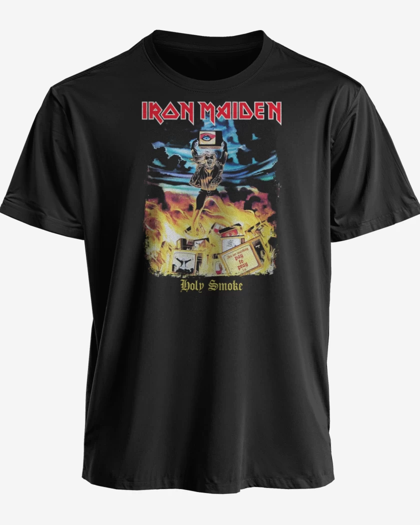 Polera premium Negro de Iron Maiden Holy Smoke