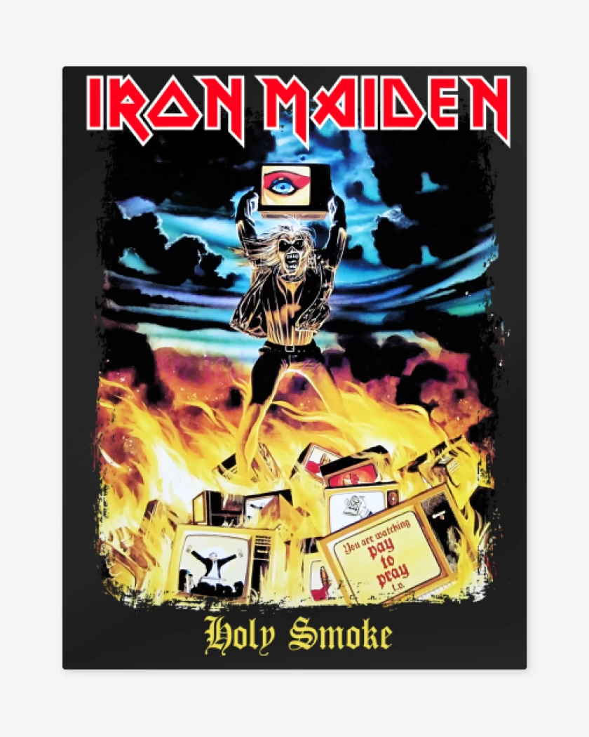 Print metalico Negro de Iron Maiden Holy Smoke