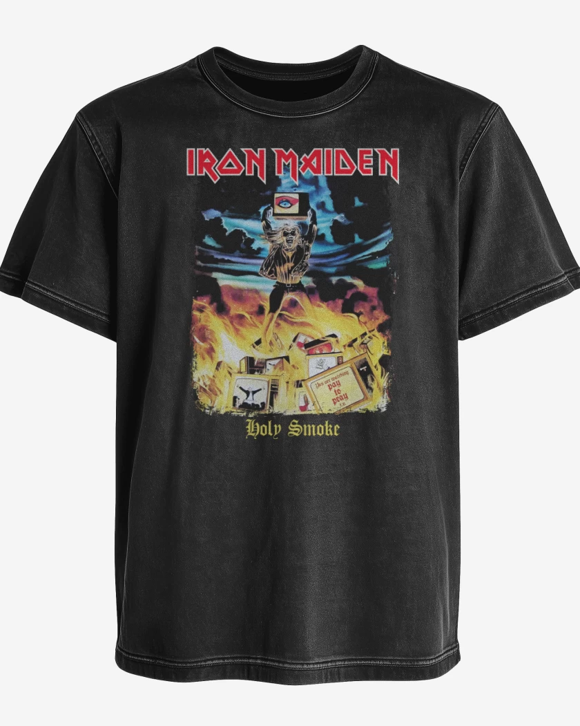 Polera desgastada Negro de Iron Maiden Holy Smoke