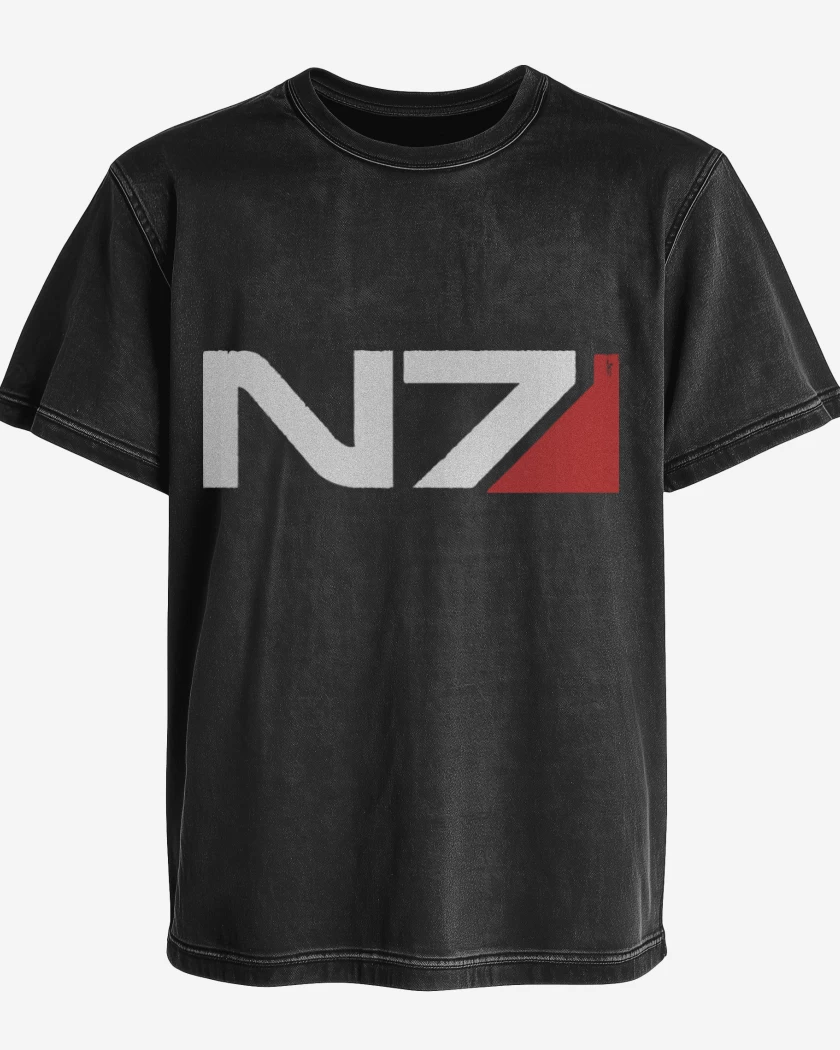 Polera desgastada Negro de N7