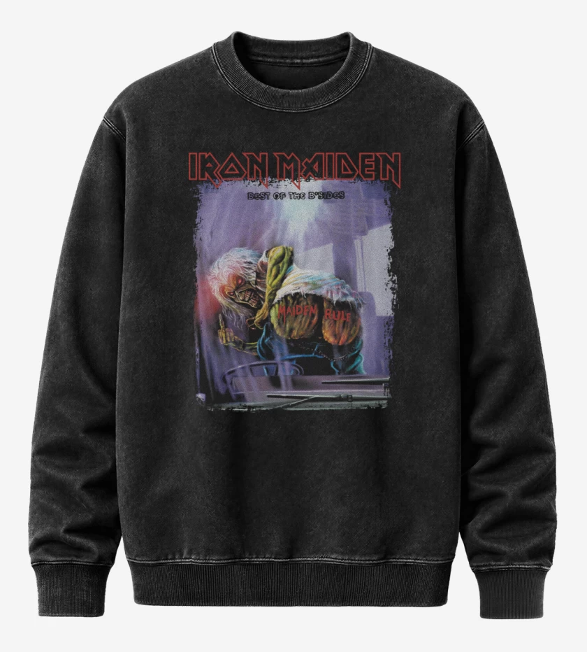 Poleron Polo Acid Wash Negro de Iron Maiden Best of the B Sides